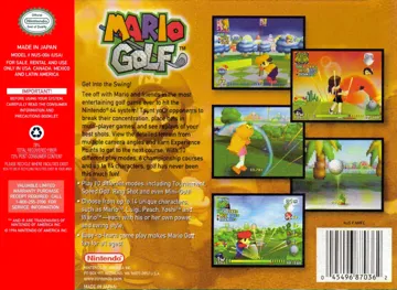 Mario Golf (USA) box cover back